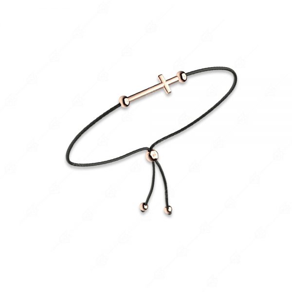 Bracelet with cross and silver string 925 rose gold plated