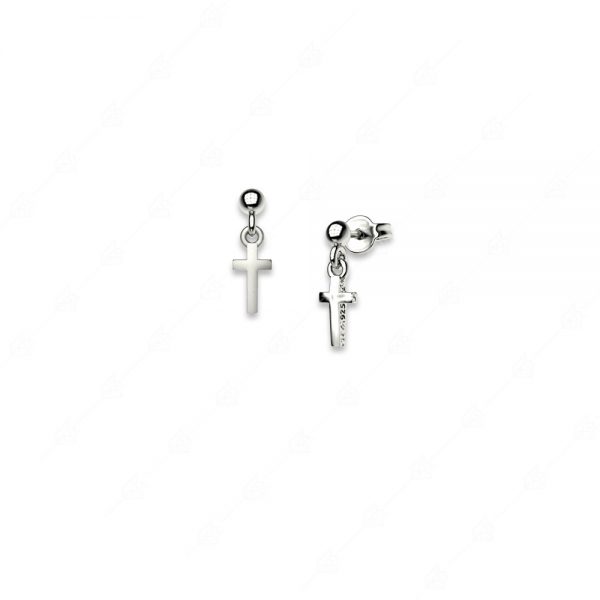 Discreet earrings with silver cross 925