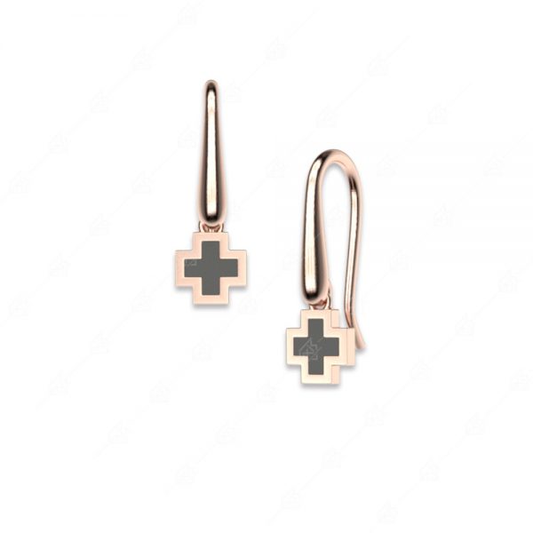 925 sterling silver earrings gold plated with cross and enamel