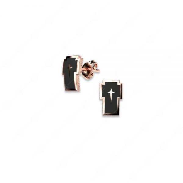 925 silver earrings with cross and black enamel