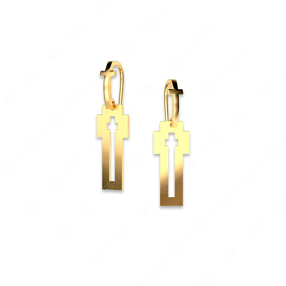 Earrings with silver cross 925 yellow gold plated