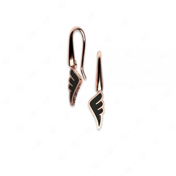 Earrings with black feather silver 925