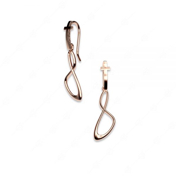 Earrings with infinity and cross silver 925 rose gold plated