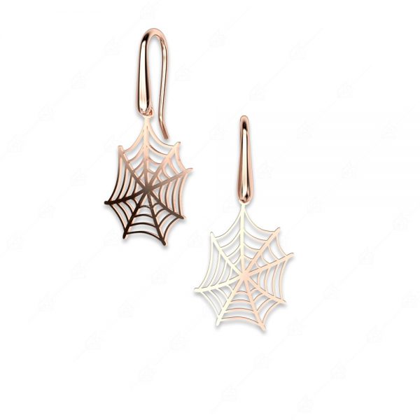 Earrings with cobweb silver 925 rose gold plated