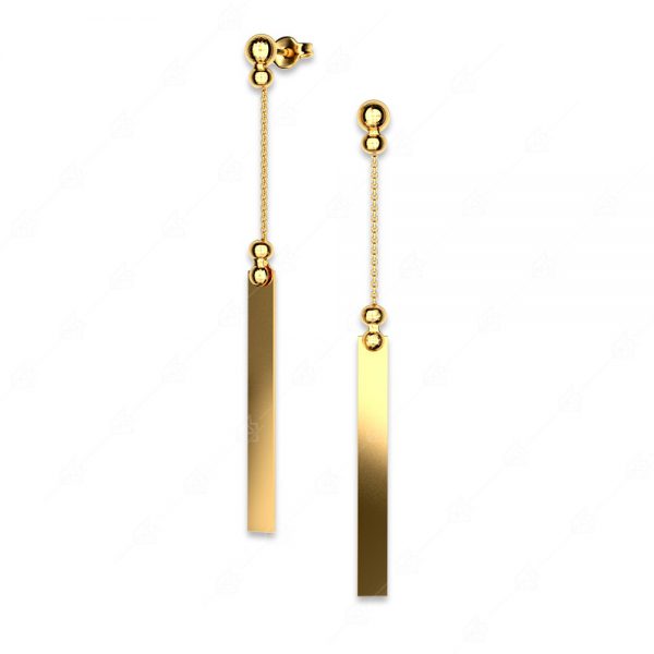 Earrings with long narrow plate 925 silver gold plated