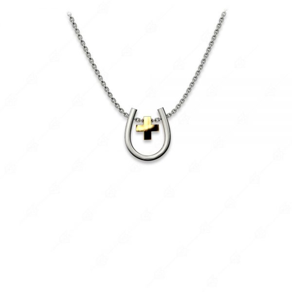Horseshoe necklace with silver cross 925