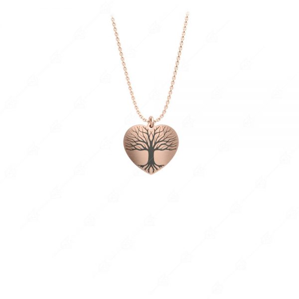 Heart tree necklace of life silver 925 rose gold plated
