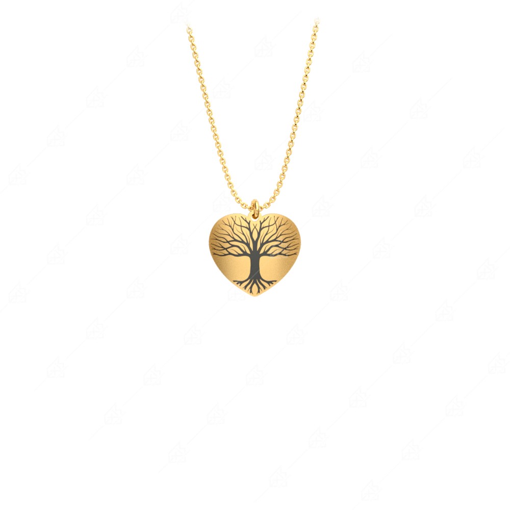 Heart tree necklace of life silver 925 yellow gold plated