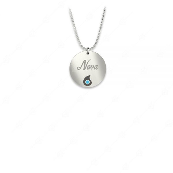 Round godmother necklace with 925 silver plaid