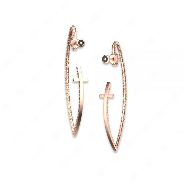 Special earrings with silver cross 925 rose gold plated