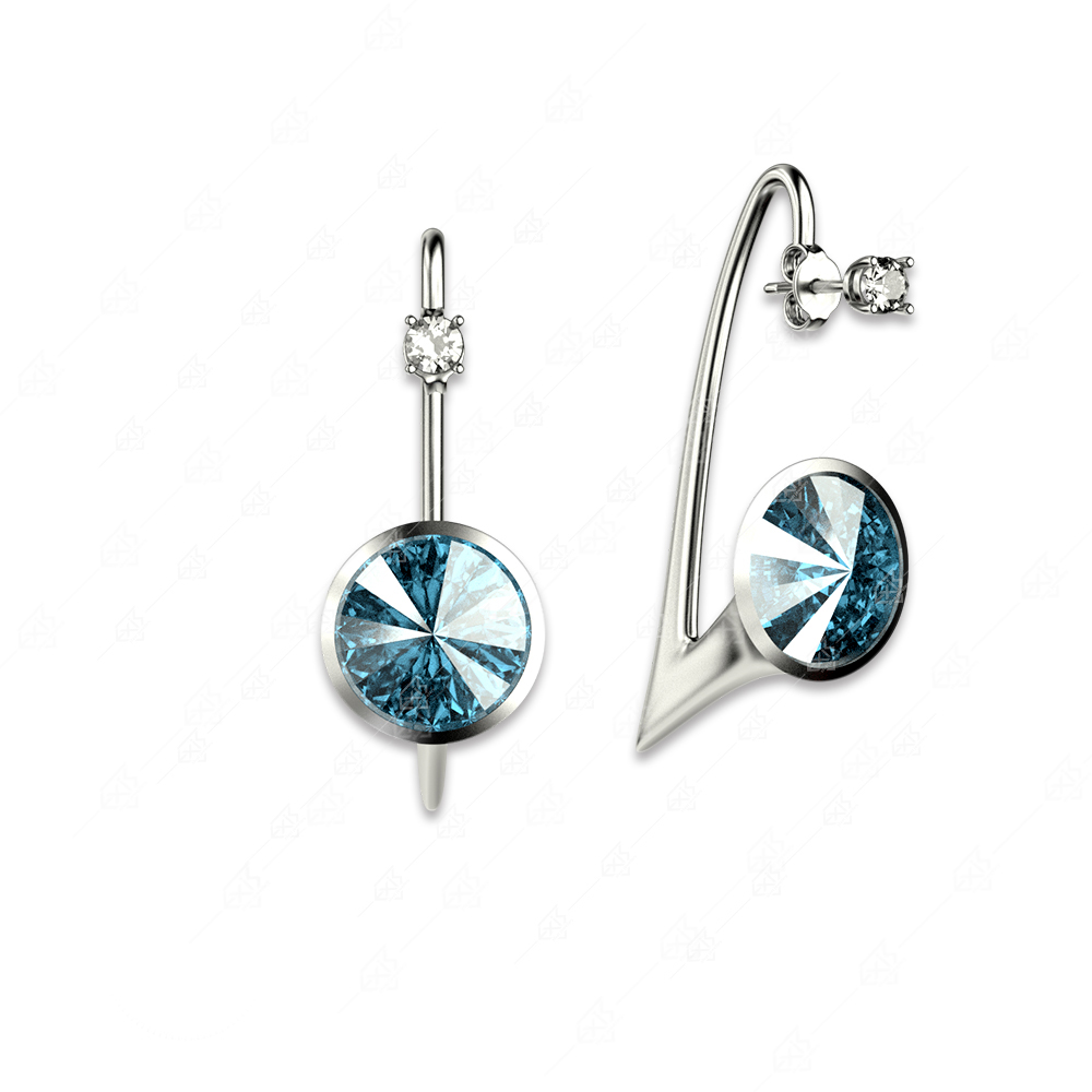 Impressive 925 silver earrings with blue round crystals