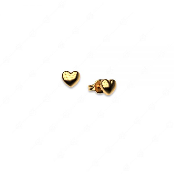 Διακριτικά σκουλαρίκια καρδούλες ασήμι 925 κίτρινο επιχρυσωμένο