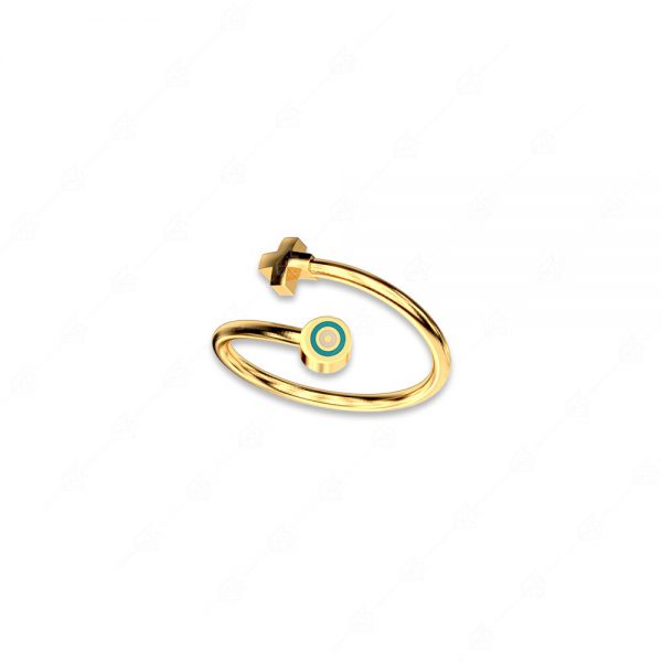 Ring with eyelet and cross 925 silver gold plated
