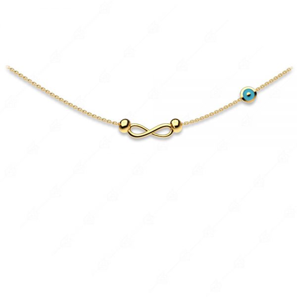 Infinity necklace with 925 silver gold plated gold eye