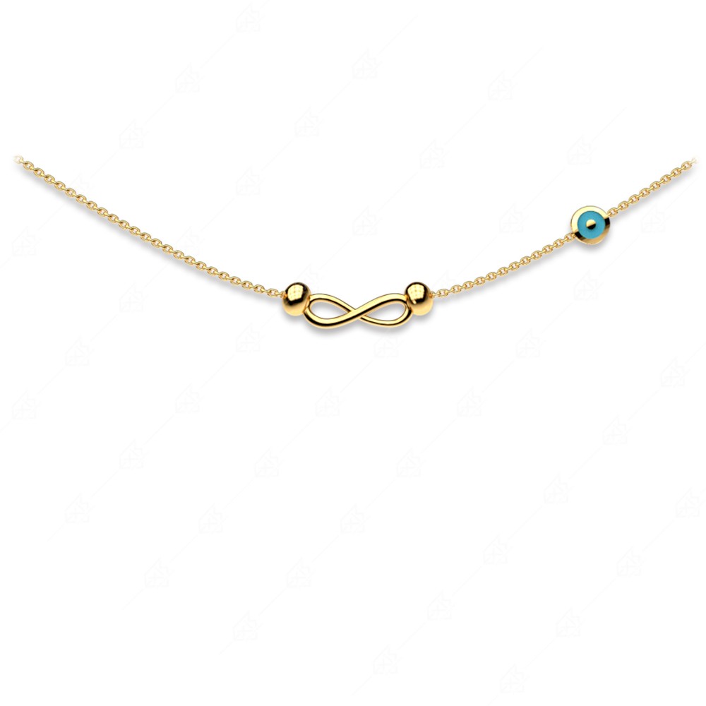 Infinity necklace with 925 silver gold plated gold eye