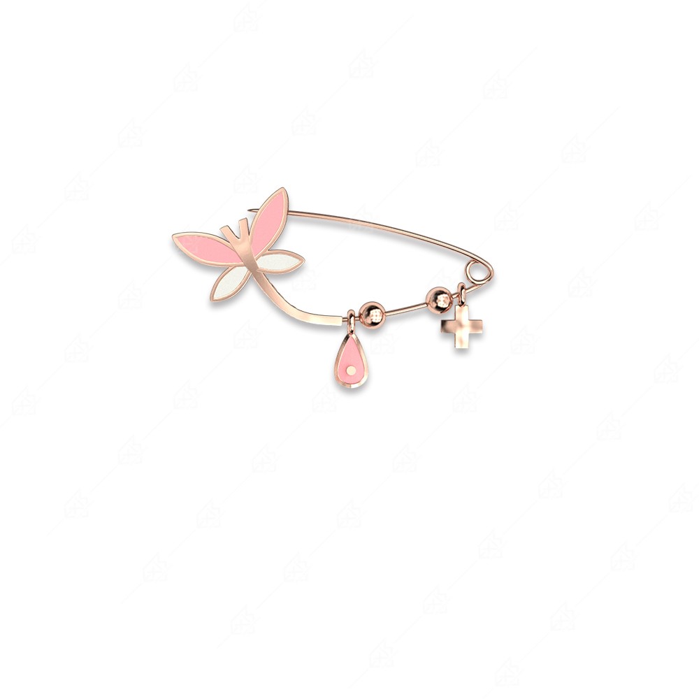 Nut pink butterfly silver 925 with teardrop and cross