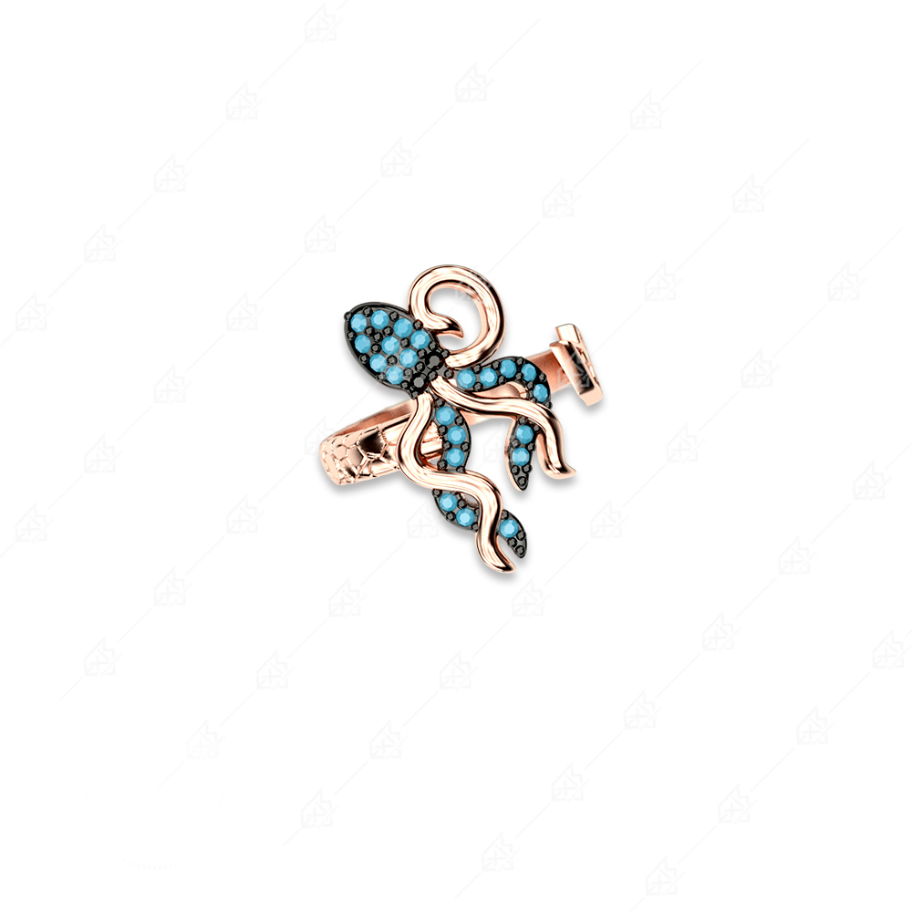 Octopus ring 925 silver rose gold plated