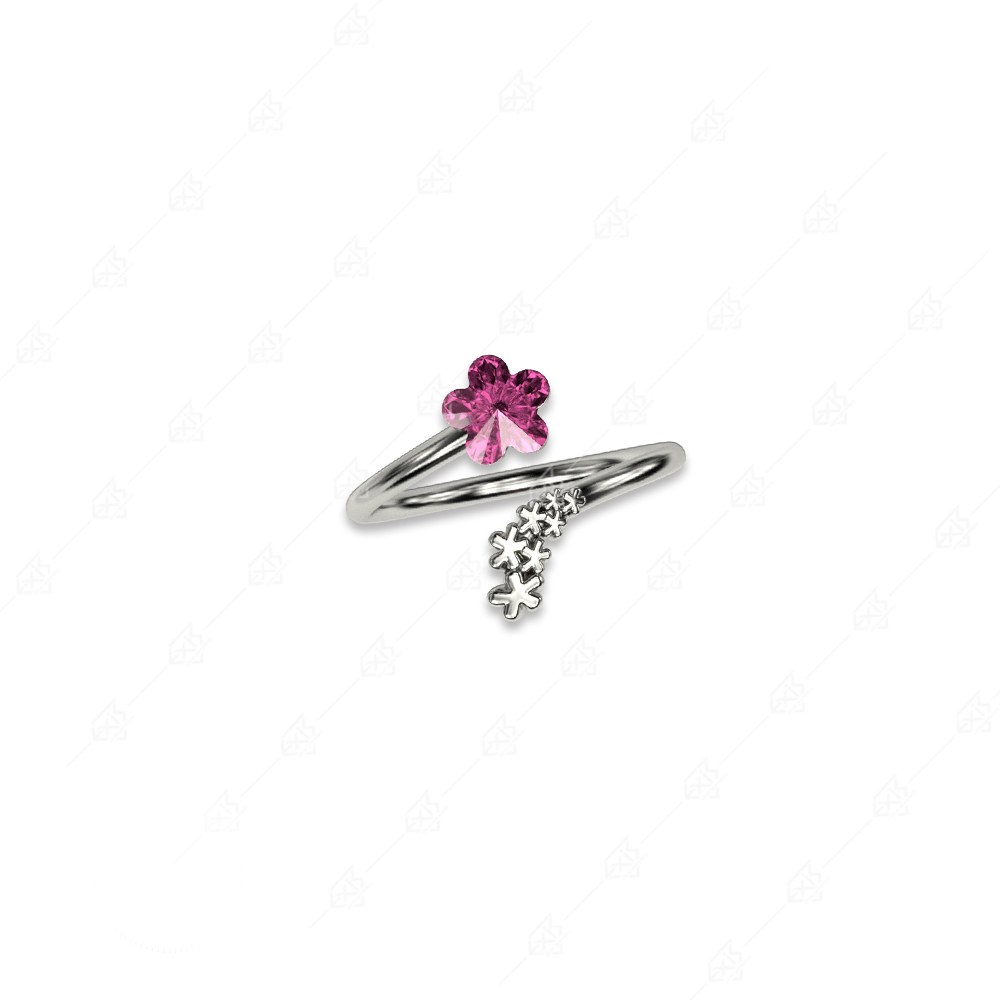 Ring with fuchsia 925 silver flower