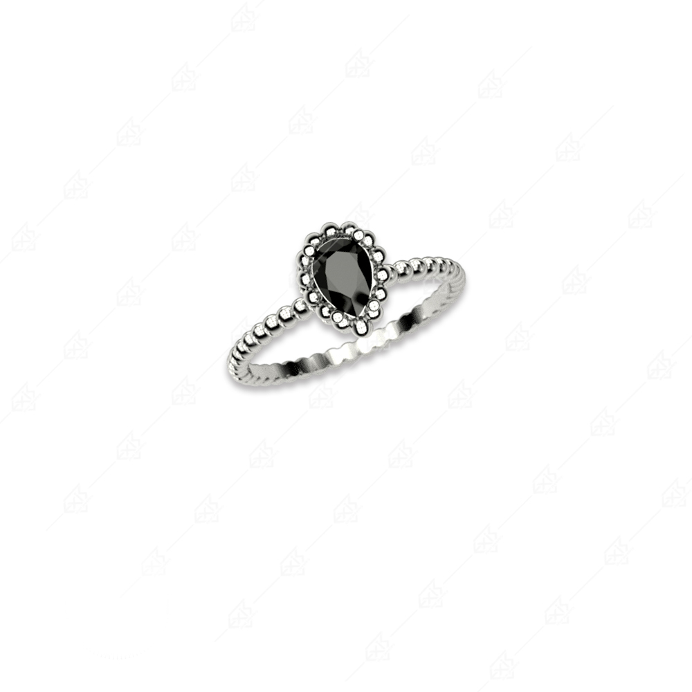 Ring with black tear silver 925