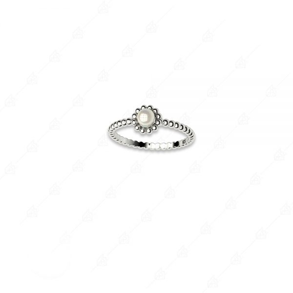 925 silver pearl badge ring