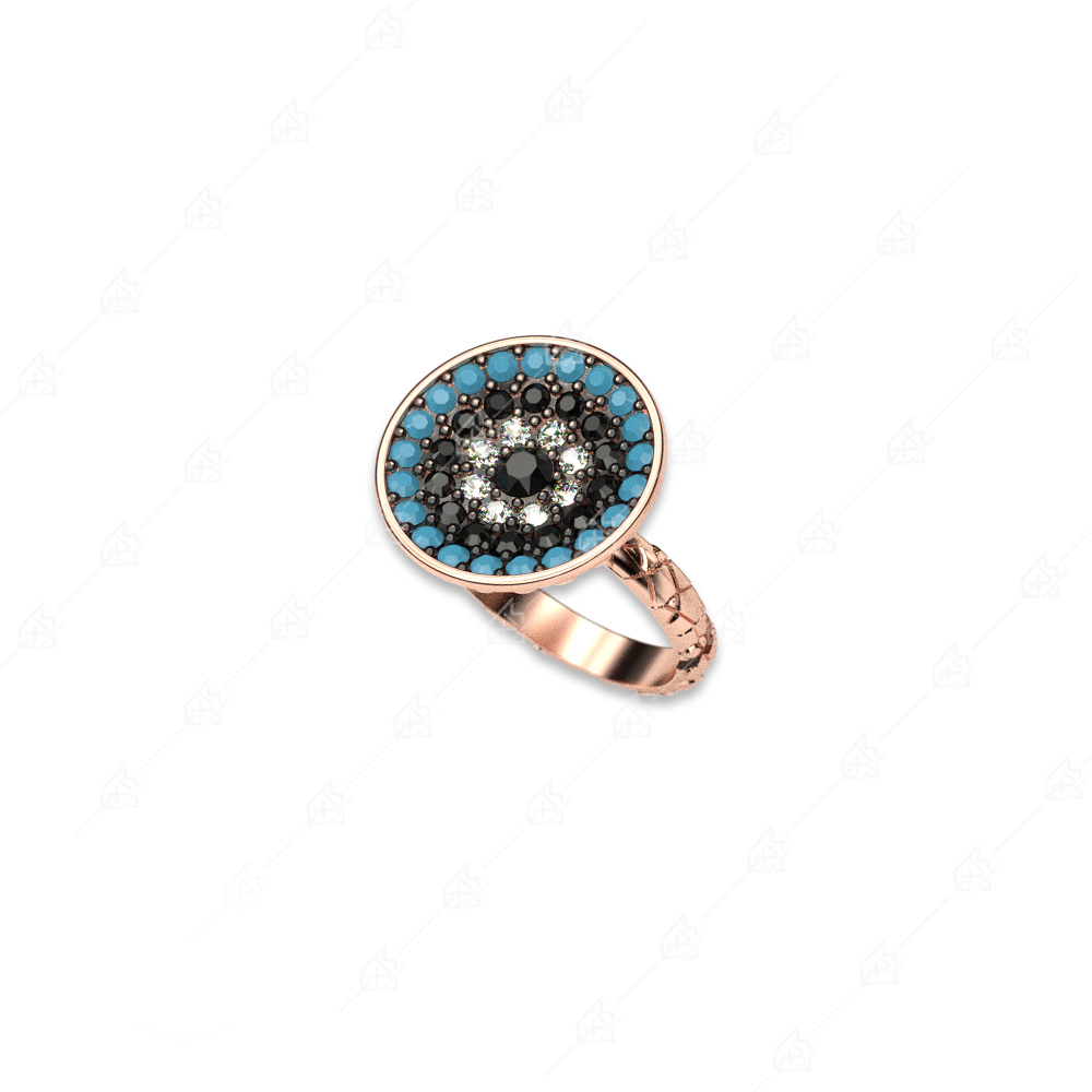 Round silver ring 925 with crystals