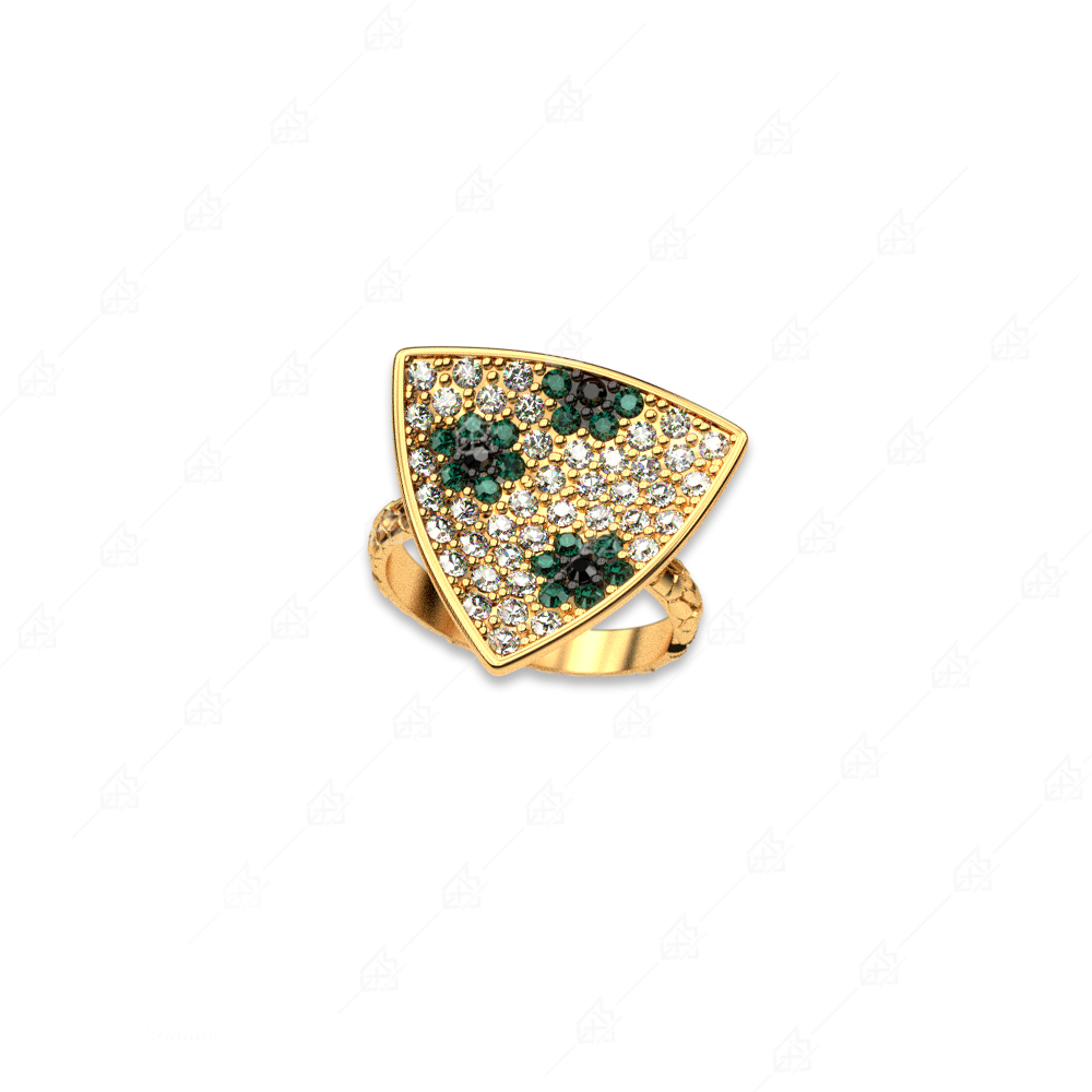 925 silver triangle ring with yellow gold plating