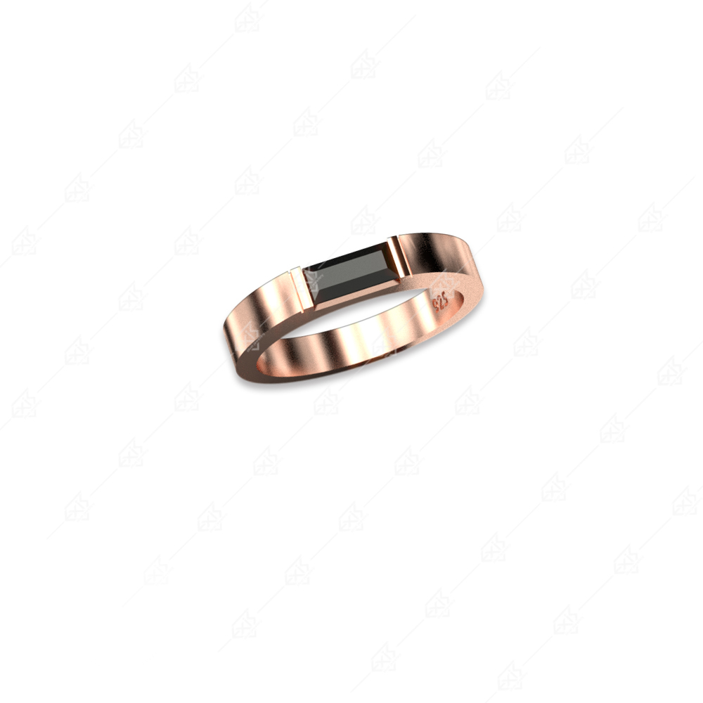 Wedding ring with sequin black silver 925 with rose gold plating