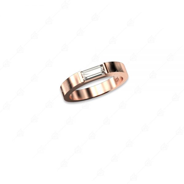 Ring with white sequins 925 silver with rose gold plating