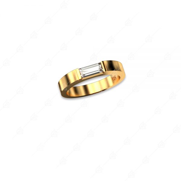 Wedding ring with sequin white silver 925 with yellow gold plating