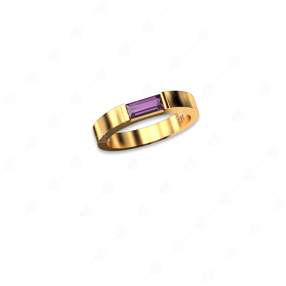 Wedding ring with sequin purple silver 925 with yellow gold plating