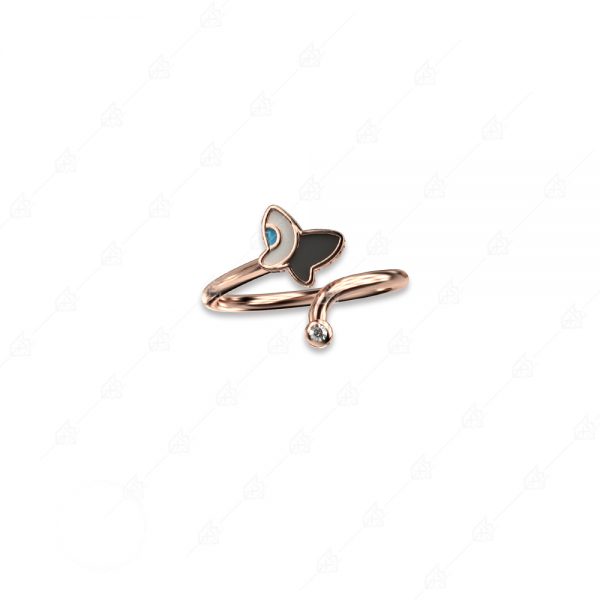 Butterfly ring silver 925 rose gold plated