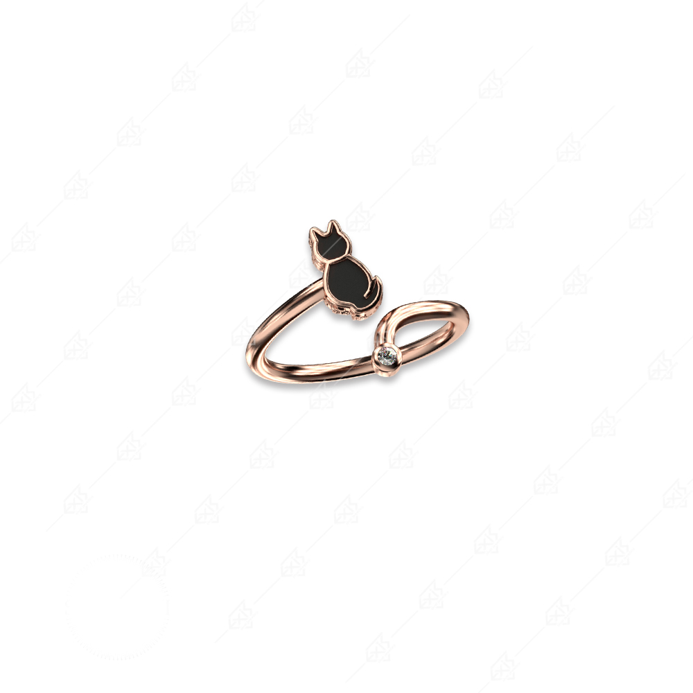 Kitten ring silver 925 rose gold plated
