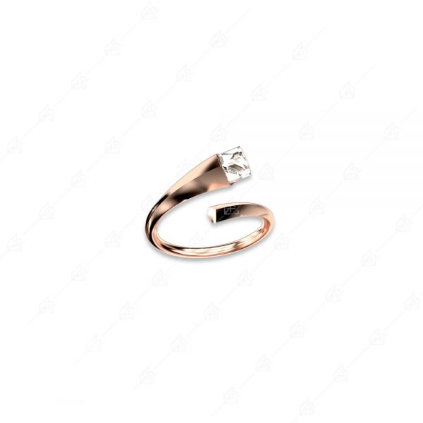 Ring with silver cube 925 rose gold plated