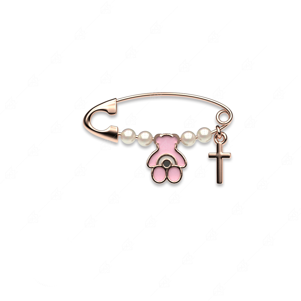 925 silver bolt with pink teddy bear and cross