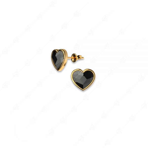 Σκουλαρίκια ασήμι 925 με μαύρες καρδιές