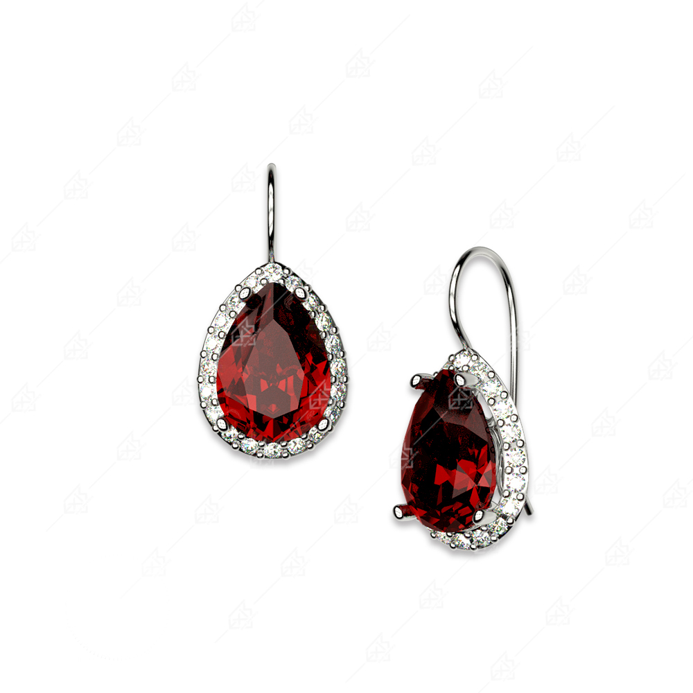 Earrings with red tear silver 925