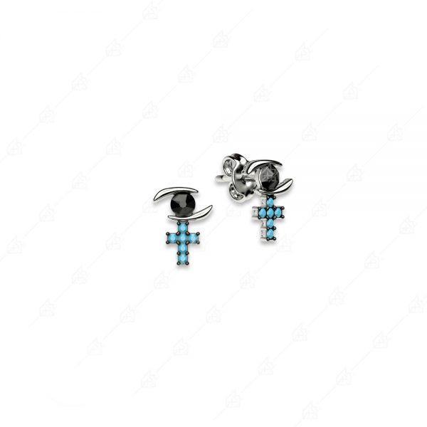 925 silver earrings with eye and cross