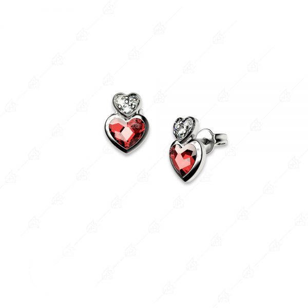 Earrings with two hearts 925 silver