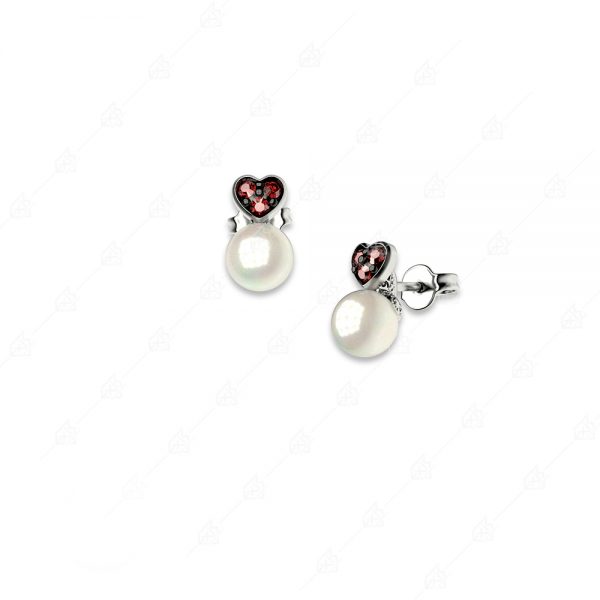 Pearl earrings with 925 silver heart