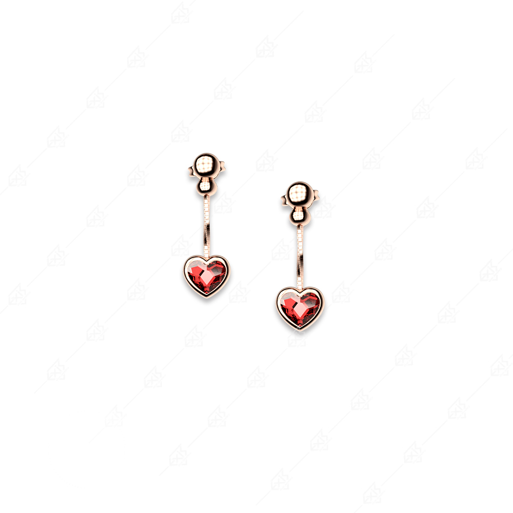 Earrings pendant hearts red 925 silver gold plated