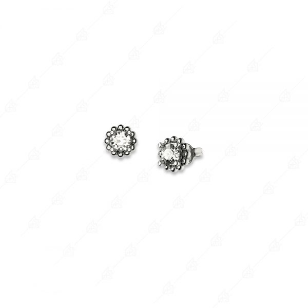 Earrings round white silver 925