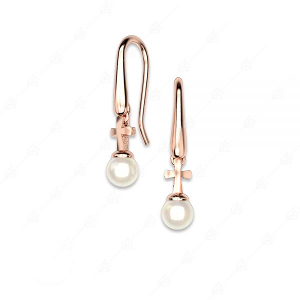 Pearl earrings with 925 silver cross