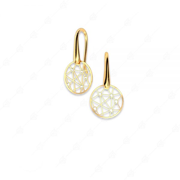 Earrings round silver 925 gold plated