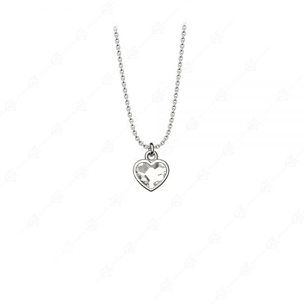 Necklace white heart silver 925