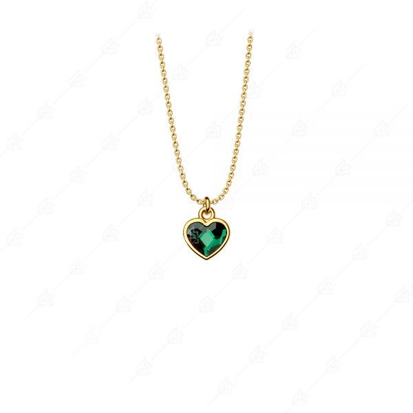 Necklace green heart silver 925