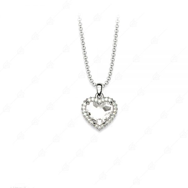 925 silver necklace with white heart