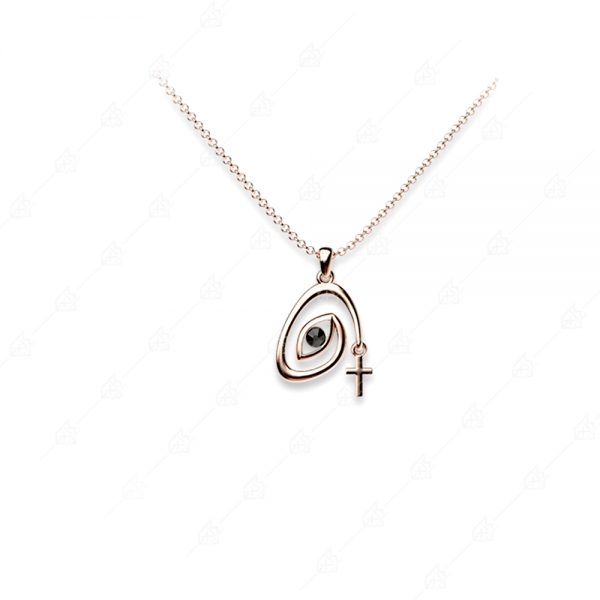 Special eye necklace with 925 silver cross gold plated