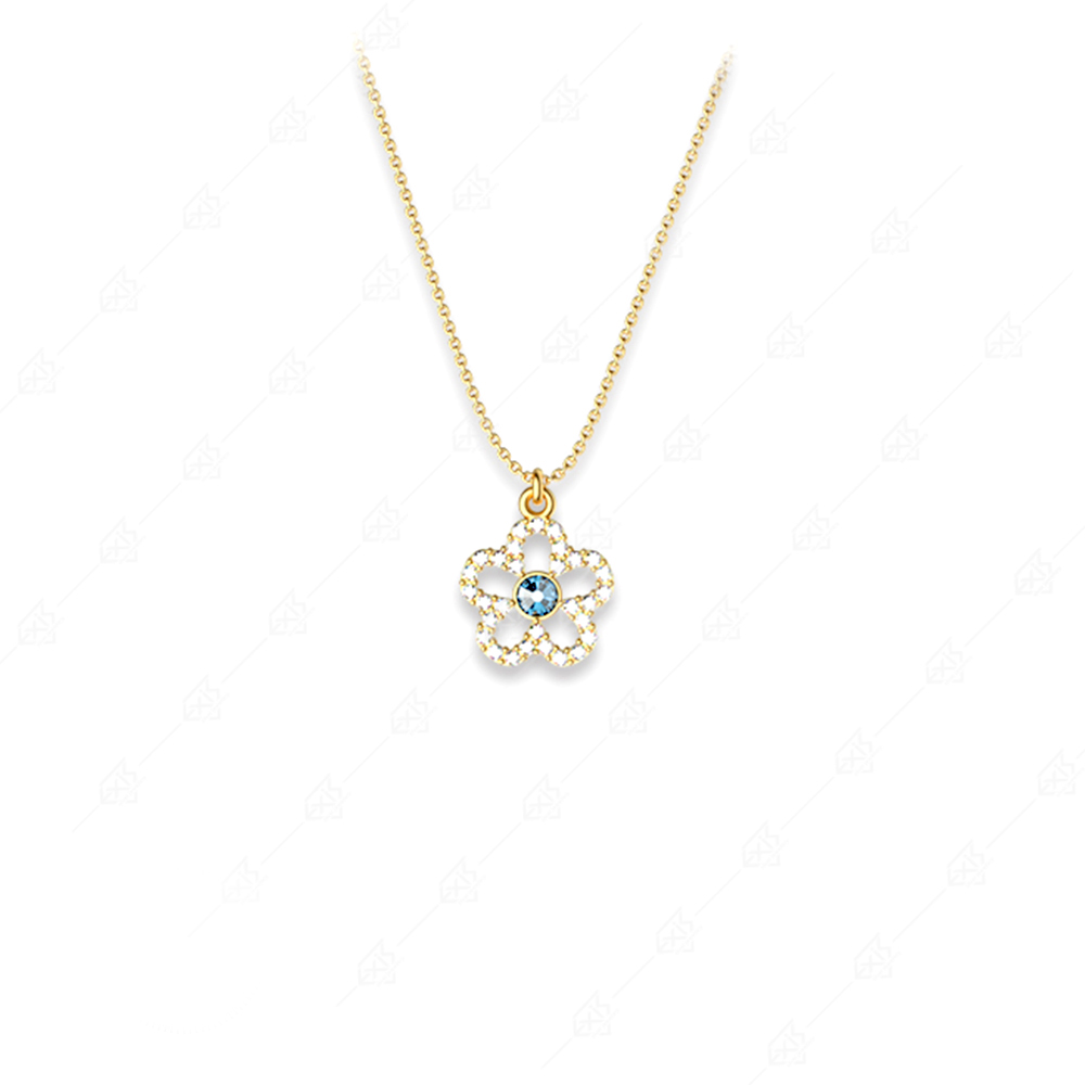 Flower necklace silver 925 yellow gold plated