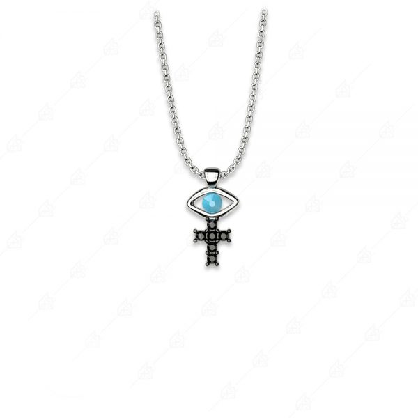 Eye necklace with 925 silver cross