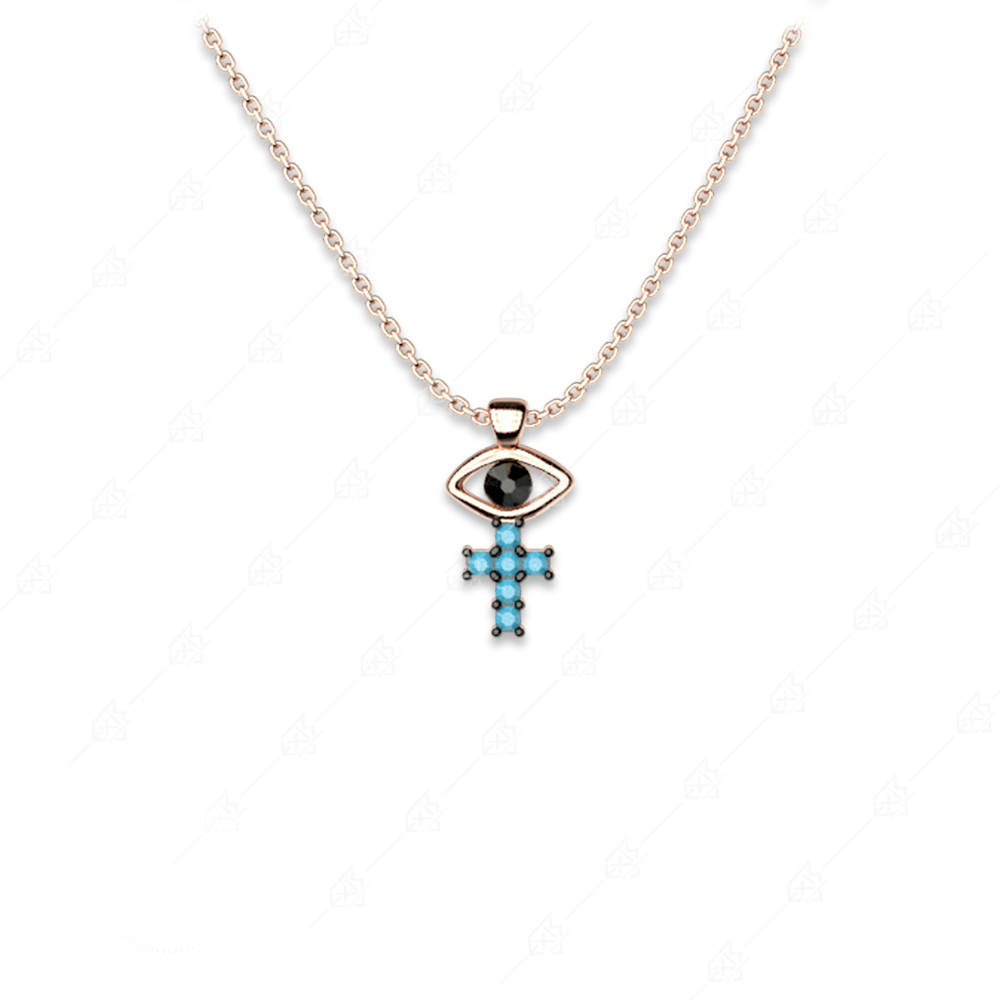 Eye necklace with 925 silver cross gold plated